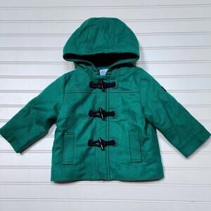 Jacadi Paris Toddler Green Wool Blend Duffle Coat Size 24 Months